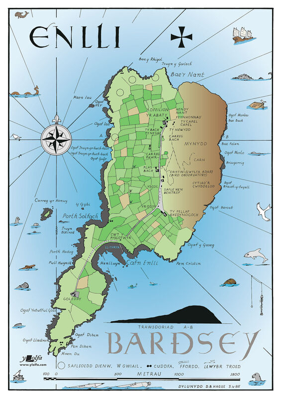 A picture of 'Map Ynys Enlli / Bardsey Island Map' by Douglas B. Hague